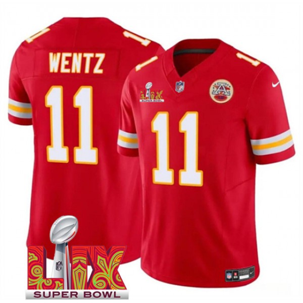 Kansas City Chiefs #11 Carson Wentz Red 2025 F.U.S.E. Super Bowl LIX Patch Vapor Untouchable Limited Stitched Jersey