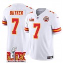 Kansas City Chiefs #7 Harrison Butker White 2025 F.U.S.E. Super Bowl LIX Patch Vapor Untouchable Limited Stitched Jersey