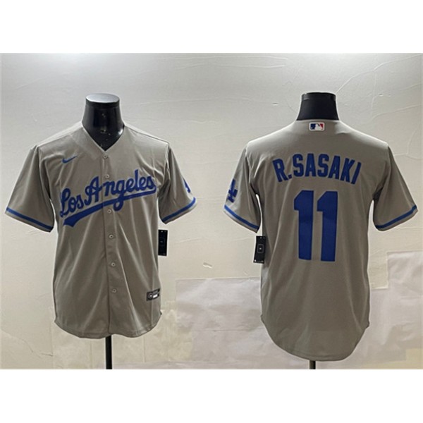 Los Angeles Dodgers #11 Roki Sasaki Gray Cool Base Stitched Jersey