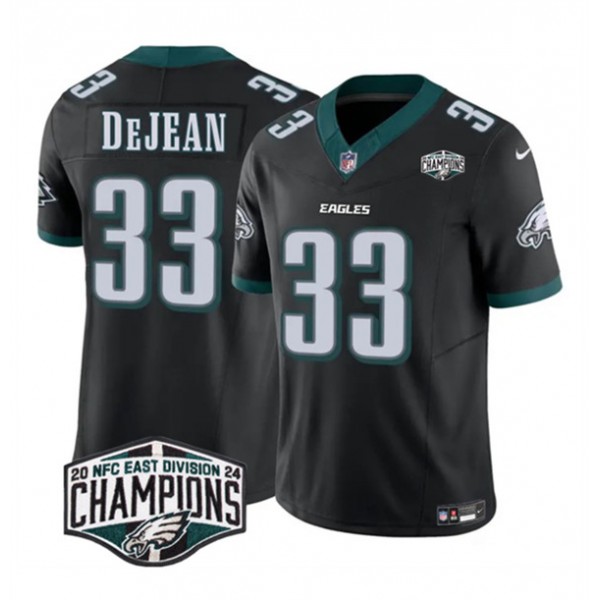Philadelphia Eagles #33 Cooper DeJean Black 2024 New NFC East Champions F.U.S.E. Vapor Untouchable Limited Stitched Jersey