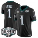Philadelphia Eagles #1 Jalen Hurts Black 2024 New NFC East Champions With 3-Star C Patch F.U.S.E. Vapor Untouchable Limited Stitched Jersey