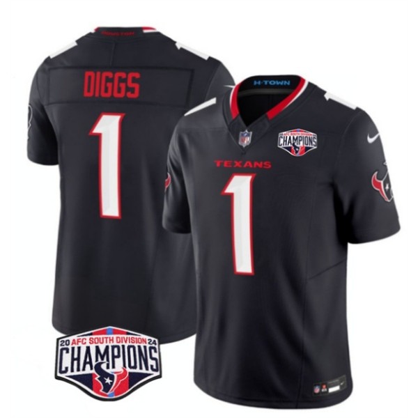 Houston Texans #1 Stefon Diggs Navy F.U.S.E. 2024 AFC South Division Champions Vapor Limited Stitched Jersey