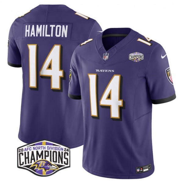 Baltimore Ravens #14 Kyle Hamilton Purple F.U.S.E. 2024 AFC North Division Champions Vapor Limited Jersey