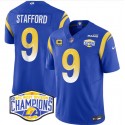 Los Angeles Rams #9 Matthew Stafford Blue 2024 NFC West Champions With 4-Star C Patch F.U.S.E. Vapor Untouchable Stitched Jersey