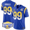 Los Angeles Rams #99 Aaron Donald Blue 2024 NFC West Champions With 4-Star C Patch F.U.S.E. Vapor Untouchable Stitched Jersey