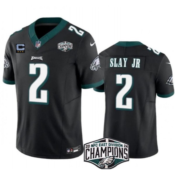Philadelphia Eagles #2 Darius Slay JR Black 2024 NFC East Champions With 3-Star C Patch F.U.S.E. Vapor Untouchable Limited Stitched Jersey