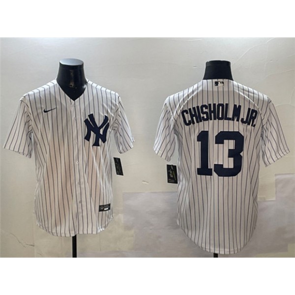 New York Yankees #13 Jazz Chisholm Jr. White Cool Base Stitched Jersey