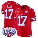 Buffalo Bills #17 Josh Allen Red 2024-25 F.U.S.E. AFC East Division Champions With 4-Star C Patch Limited Stitched Jersey