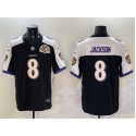 Baltimore Ravens #8 Lamar Jackson Black White 2023 F.U.S.E With Patch Throwback Vapor Limited Jersey