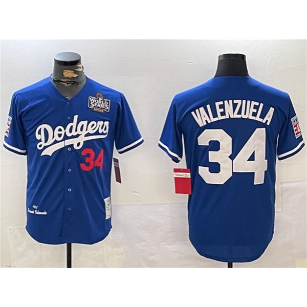 Los Angeles Dodgers #34 Toro Valenzuela Royal 2024 World Series 1981 Cooperstown Stitched Jersey