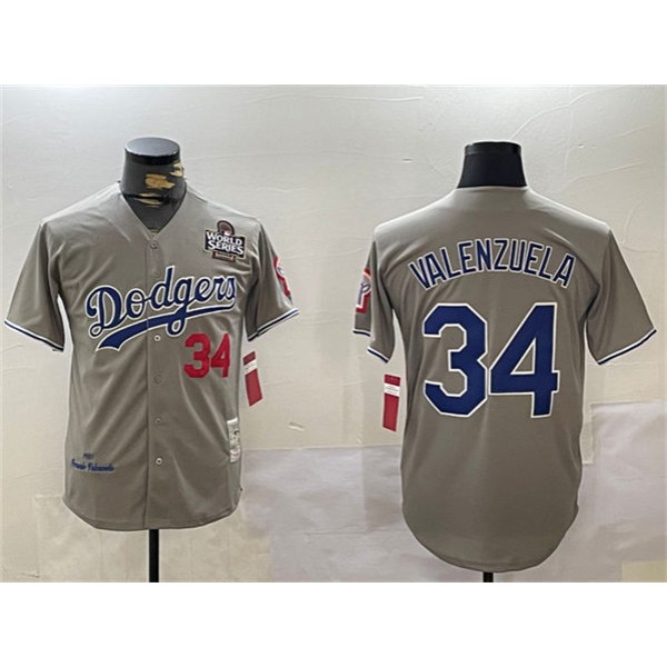 Los Angeles Dodgers #34 Toro Valenzuela Gray 2024 World Series 1981 Cooperstown Stitched Jersey