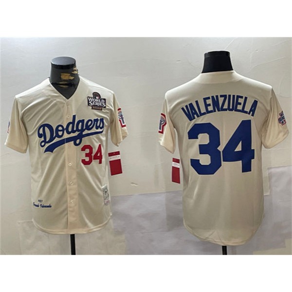 Los Angeles Dodgers #34 Toro Valenzuela Cream 1981 Cooperstown Stitched Jersey