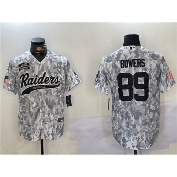 Las Vegas Raiders #89 Brock Bowers 2024 Arctic Camo Salute To Service Stitched Jersey