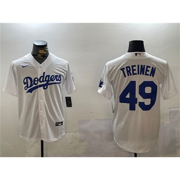 Los Angeles Dodgers #49 Blake Treinen White Cool Base Stitched Jersey