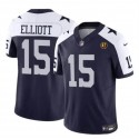 Dallas Cowboys #15 Ezekiel Elliott Navy 2023 F.U.S.E. With John Madden Patch Thanksgiving Vapor Limited Stitched Jersey