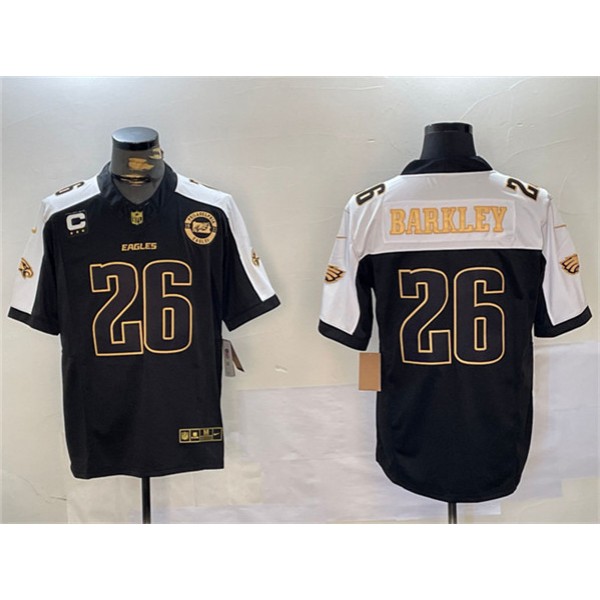 Philadelphia Eagles #26 Saquon Barkley Black Gold 2024 New F.U.S.E. With 3-Star C Patch Stitched Jersey