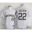 Milwaukee Brewers #22 Christian Yelich White Alternate Limited Stitched Jersey