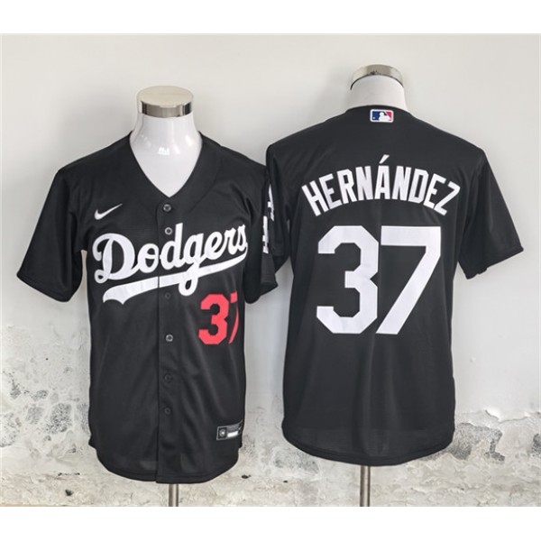 Los Angeles Dodgers #37 Teoscar Hernández Black Cool Base Stitched Jersey