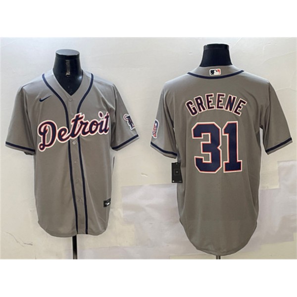 Detroit Tigers #31 Riley Greene Gray With Patch Cool Base Stitched Jersey
