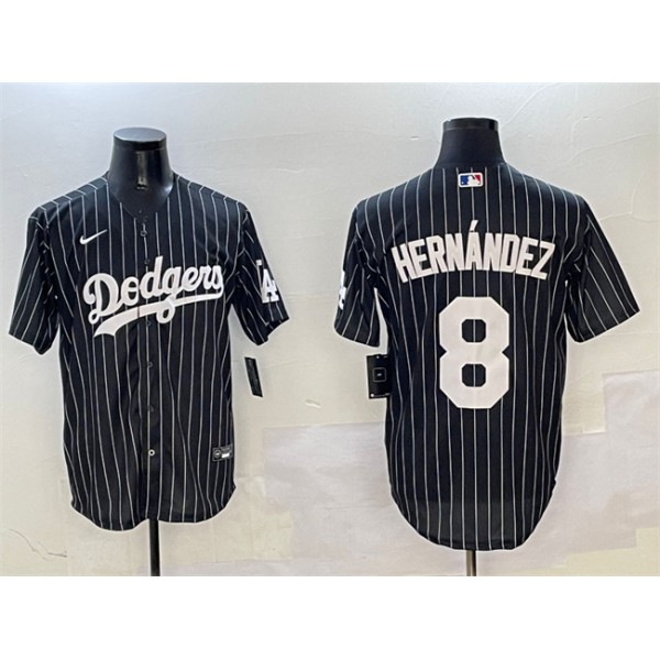 Los Angeles Dodgers #8 Enrique Hernández Black Cool Base Stitched Jersey