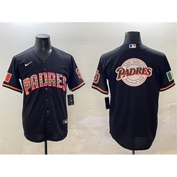 San Diego Padres Team Big Logo Black Mexico Cool Base Stitched Jersey