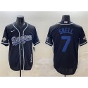 Los Angeles Dodgers #7 Blake Snell Black 2024 World Series Champions Cool Base Stitched Jersey