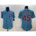 Philadelphia Phillies #45 Zack Wheeler Blue Cool Base Stitched Jersey