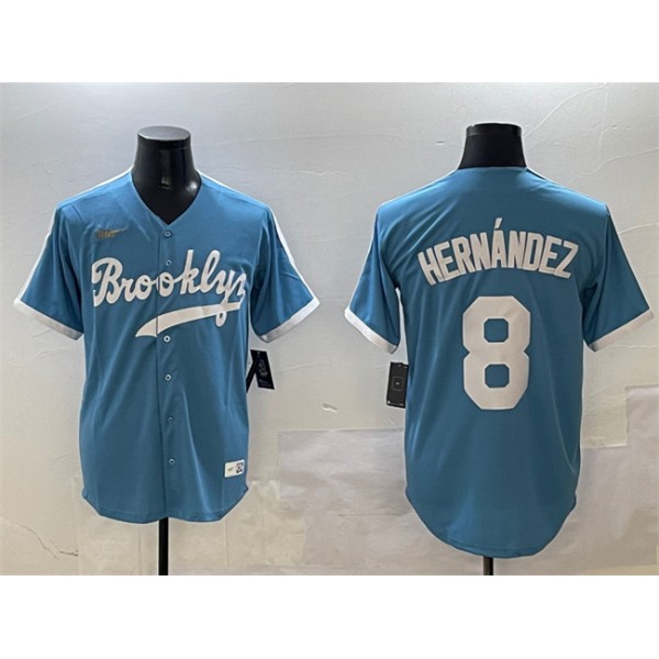 Brooklyn Dodgers #8 Enrique Hernández Light Blue Stitched Jersey