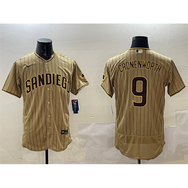 San Diego Padres #9 Jake Cronenworth Brown Flex Base Stitched Jersey