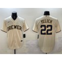 Milwaukee Brewers #22 Christian Yelich Cream Cool Base Stitched Jersey