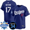 Los Angeles Dodgers #17 Shohei Ohtani Royal 2024 World Champions Fernando Memorial Patch Vapor Premier Limited Stitched Jersey