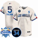 Los Angeles Dodgers #5 Freddie Freeman Cream 2024 World Champions Fernando Memorial Patch City Connect Vapor Premier Limited Stitched Jersey