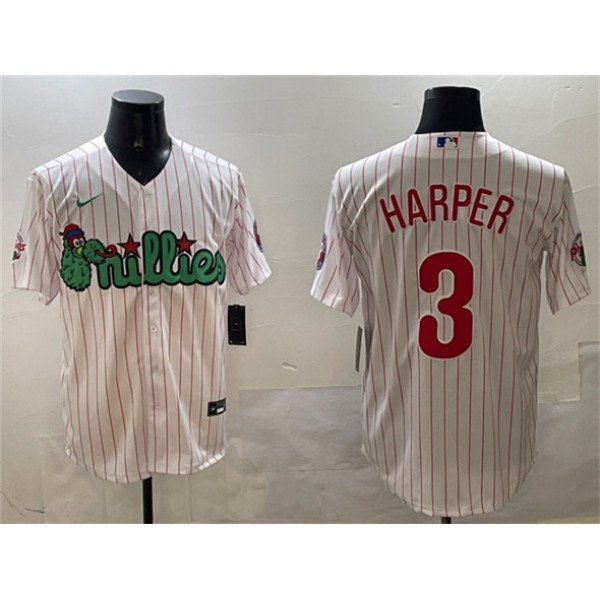 Philadelphia Phillies #3 Bryce Harper White Phanatic Cool Base Stitched Jersey