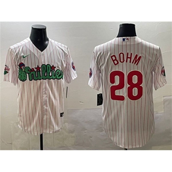 Philadelphia Phillies #28 Alec Bohm White Phanatic Cool Base Stitched Jersey