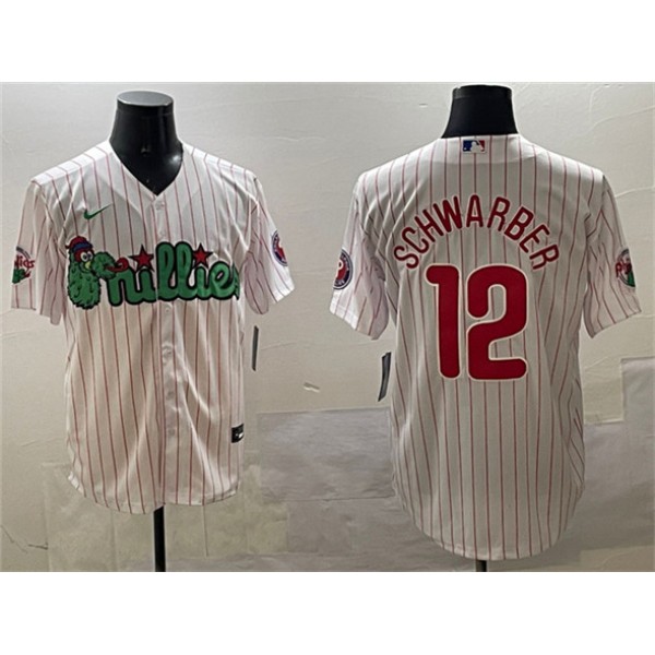 Philadelphia Phillies #12 Kyle Schwarber White Phanatic Cool Base Stitched Jersey