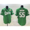 Philadelphia Eagles #55 Brandon Graham Green 2025 Super Bowl LIX And 3-Star C Patch Stitched Jersey