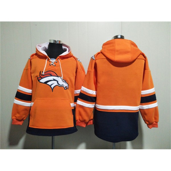 Denver Broncos Blank Orange Ageless Must-Have Lace-Up Pullover Hoodie