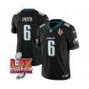 Philadelphia Eagles #6 DeVonta Smith Black 2025 Eagles Logo Super Bowl LIX Patch New F.U.S.E. Vapor Limited Stitched Jersey