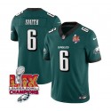 Philadelphia Eagles #6 DeVonta Smith Green 2025 Eagles Logo Super Bowl LIX Patch New F.U.S.E. Vapor Limited Stitched Jersey