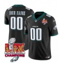 Philadelphia Eagles Custom Black 2025 Eagles Logo Super Bowl LIX Patch New F.U.S.E. Vapor Limited Stitched Jersey