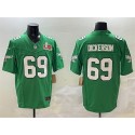 Philadelphia Eagles #69 Landon Dickerson Green 2025 Super Bowl LIX Patch F.U.S.E. Throwback Vapor Untouchable Limited Stitched Jersey