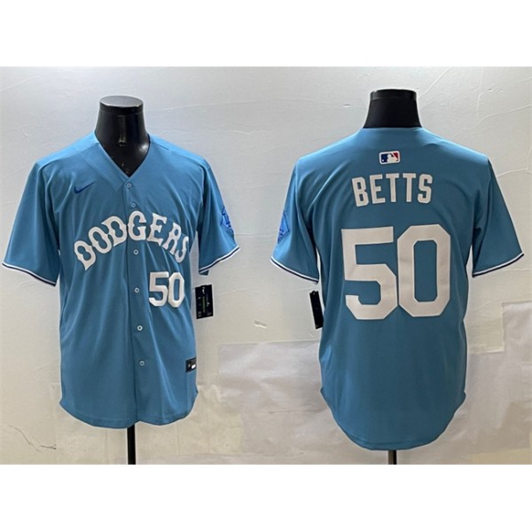 Los Angeles Dodgers #50 Mookie Betts Light Blue Limited Stitched Jersey