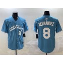 Los Angeles Dodgers #8 Enrique Hernández Light Blue Limited Stitched Jersey