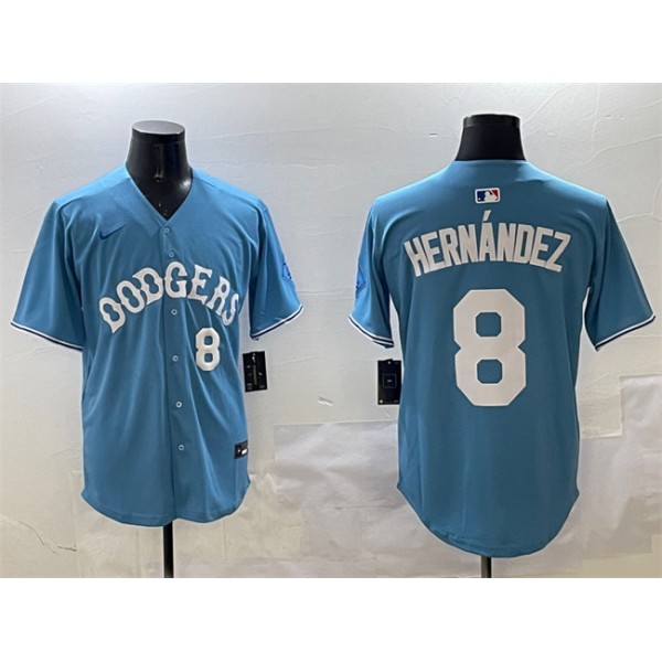 Los Angeles Dodgers #8 Enrique Hernández Light Blue Limited Stitched Jersey