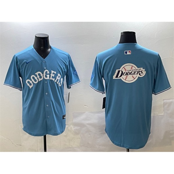 Los Angeles Dodgers Team Big Logo Light Blue Limited Stitched Jersey