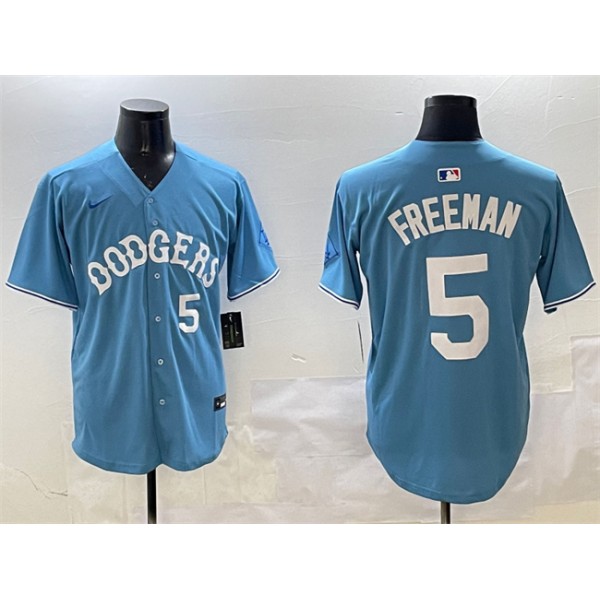 Los Angeles Dodgers #5 Freddie Freeman Light Blue Limited Stitched Jersey