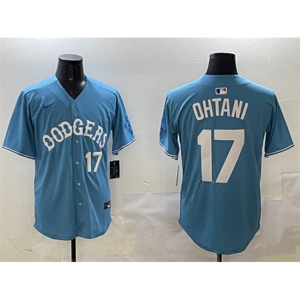 Los Angeles Dodgers #17 Shohei Ohtani Light Blue Limited Stitched Jersey