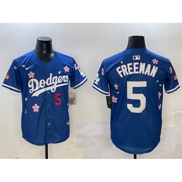 Los Angeles Dodgers #5 Freddie Freeman Royal 2025 Tokyo Series Limited Stitched Jersey