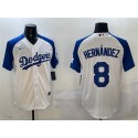 Los Angeles Dodgers #8 Enrique Hernández White Blue Cool Base Stitched Jersey