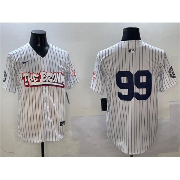 New York Yankees #99 Aaron Judge White Bronx Graffiti Vapor Limited Stitched Jersey